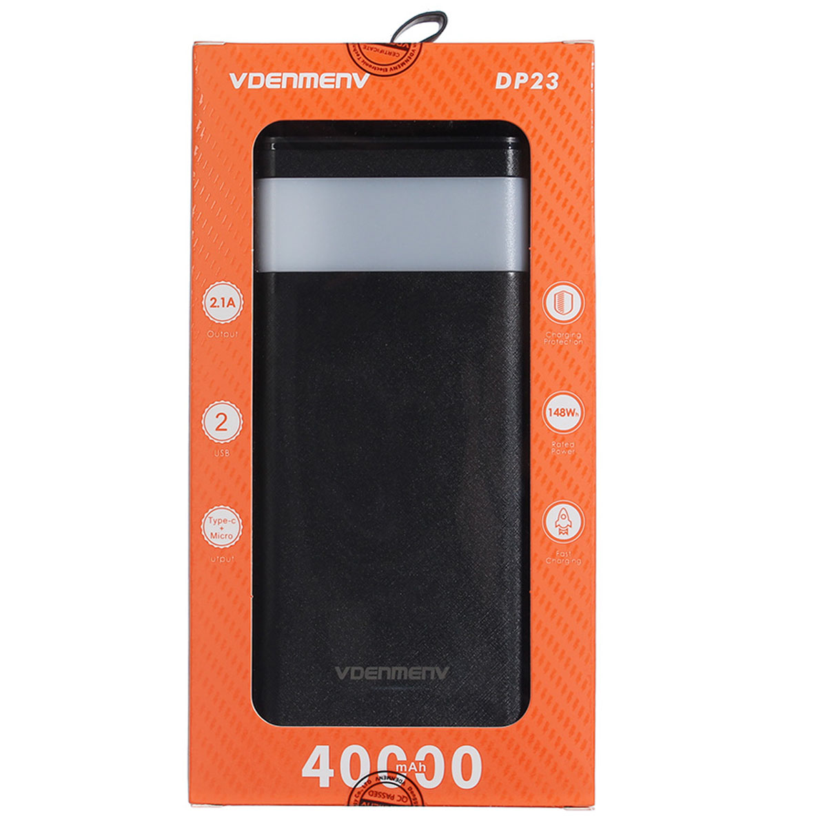 Внешний портативный аккумулятор, Power Bank VDENMENV DP23, 40000mAh, цвет черный