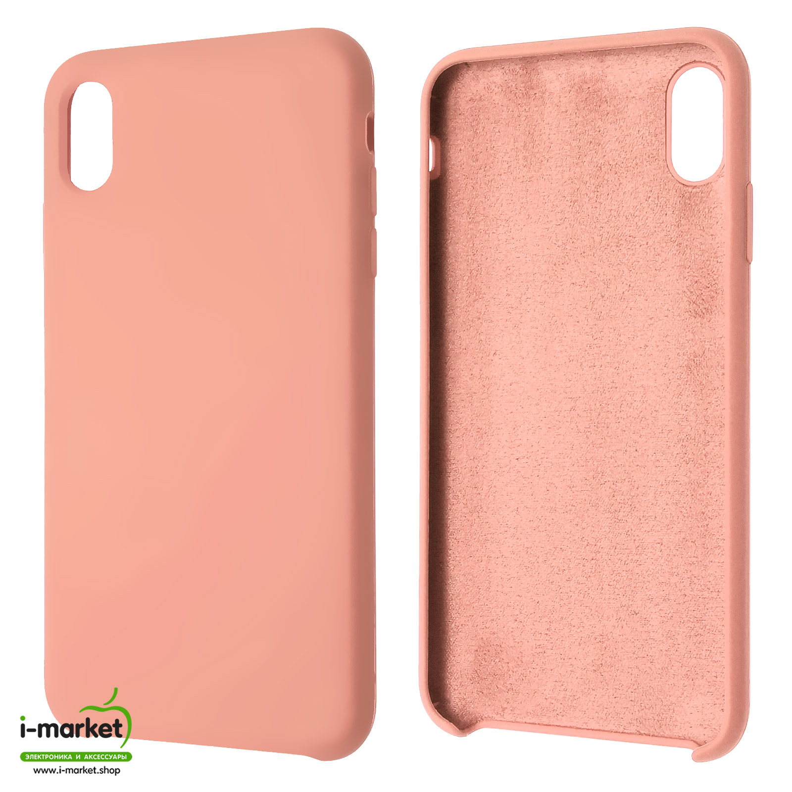 Чехол накладка Silicon Case для APPLE iPhone XS MAX, силикон, бархат, цвет светло розовый