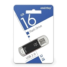 Флешка USB 2.0 16GB SMARTBUY V-Cut, цвет черный