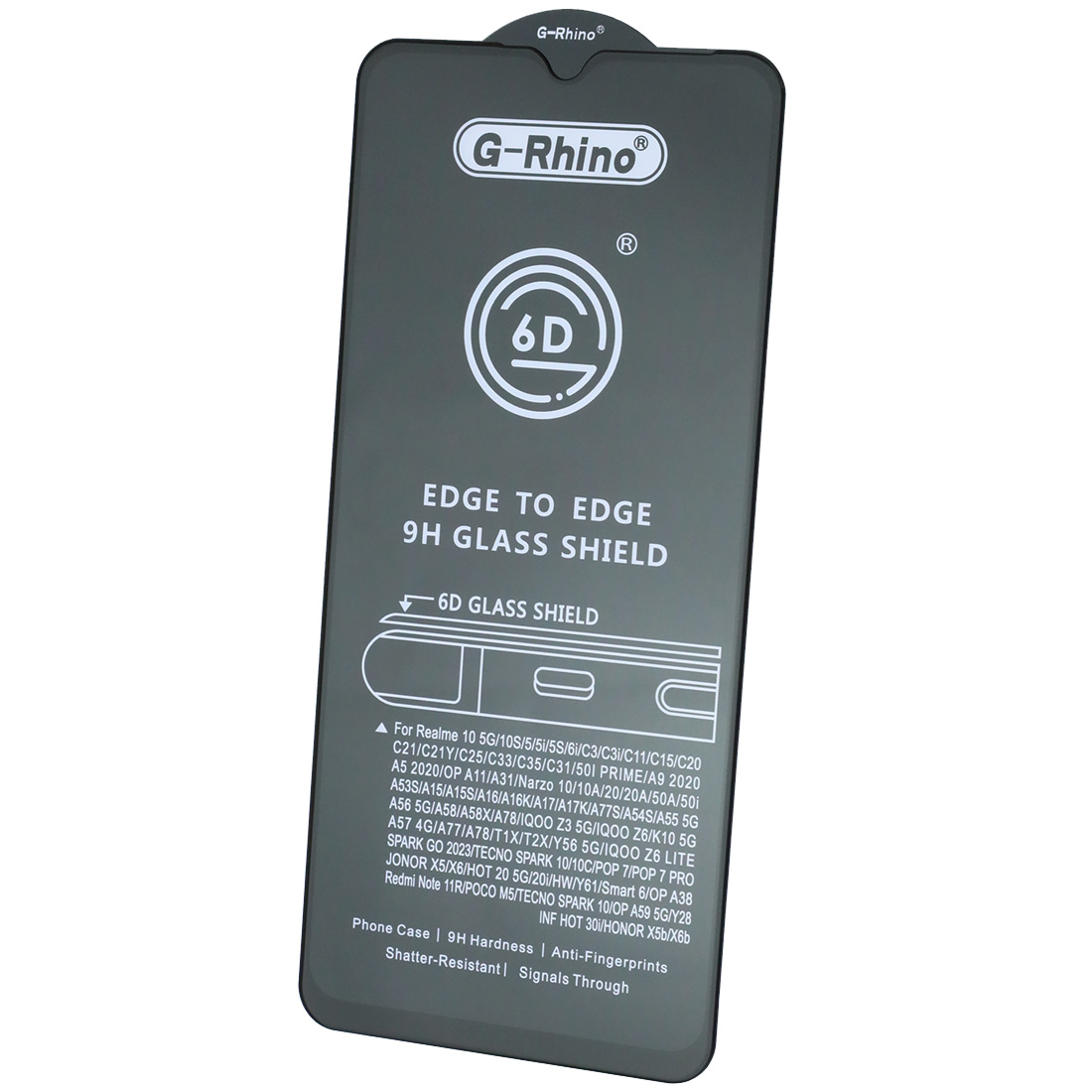 Защитное стекло 6D G-Rhino для Honor X5b, Honor X6b, цвет окантовки черный