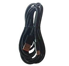Кабель USB A на USB Type C, длина 2 метра, в тканевой оплетке, цвет черный