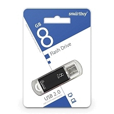 Флешка USB 2.0 8GB SMARTBUY V-Cut, цвет черный