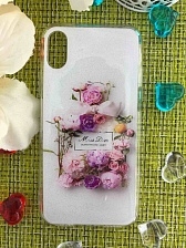Чехол накладка для APPLE iPhone X, XS, силикон, рисунок Miss Blooming Bouquet.