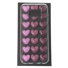 Чехол накладка для SAMSUNG Galaxy S8 Plus (SM-G955), силикон, рисунок 3D сердечки розовые