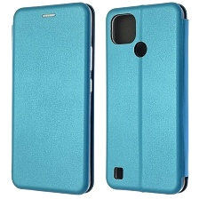 Чехол книжка STYLISH для Realme C21, экокожа, визитница, цвет голубой