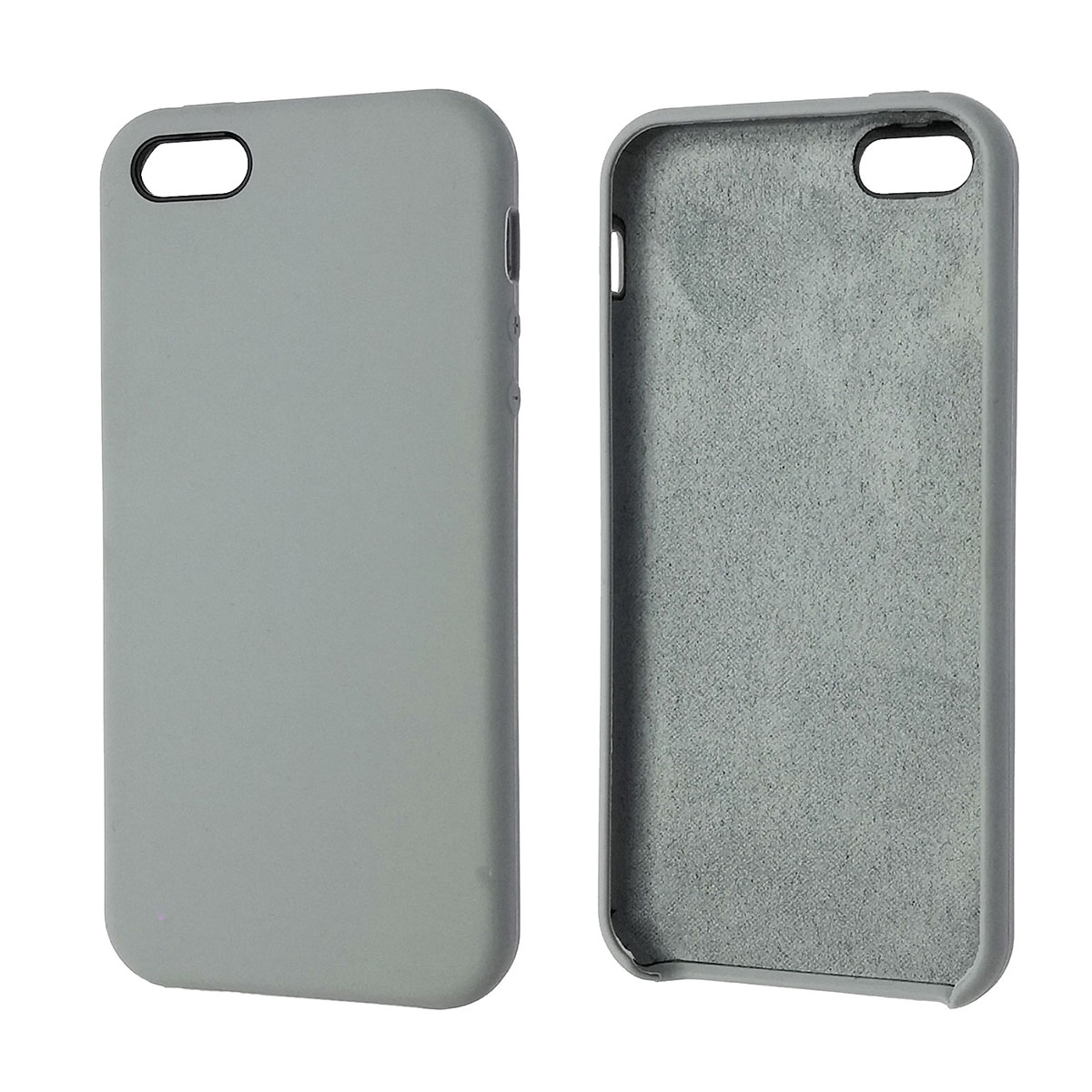 Чехол накладка Silicon Case для APPLE iPhone 5, 5G, 5S, SE, силикон, бархат, цвет пыльно серый
