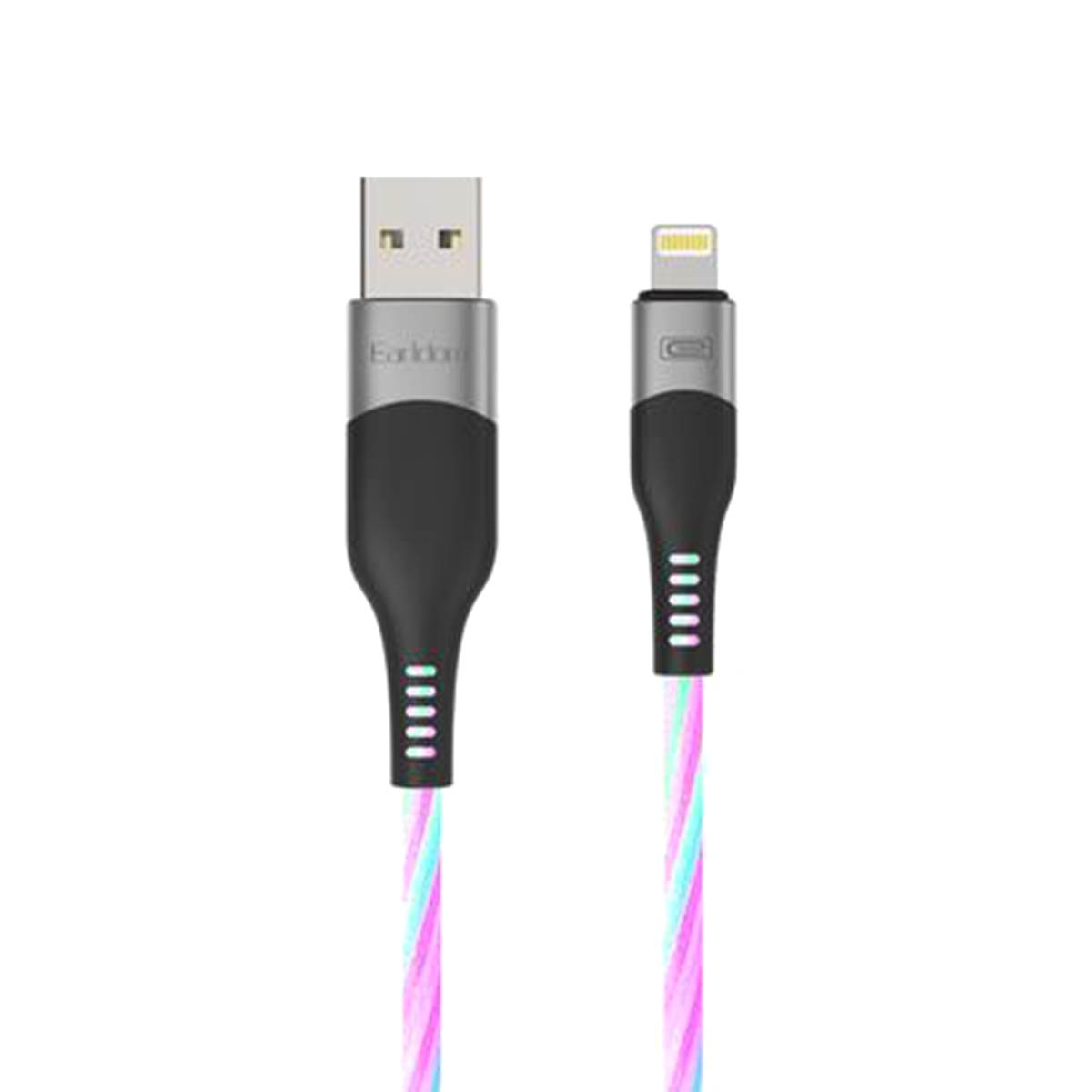 Кабель с подсветкой Earldom EC-096I USB  APPLE Lightning 8 pin, 2.4А, длина 1 метр, силикон, цвет голубой