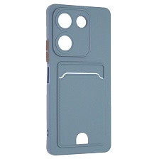 Чехол накладка BUTTON для TECNO Camon 20 4G, TECNO Camon 20 Pro 4G, защита камеры, силикон, отдел для карт, цвет космический серый Чехол накладка BUTTON для TECNO Camon 20 4G, TECNO Camon 20 Pro 4G, защита камеры, силикон, отдел для карт, цвет космический серый