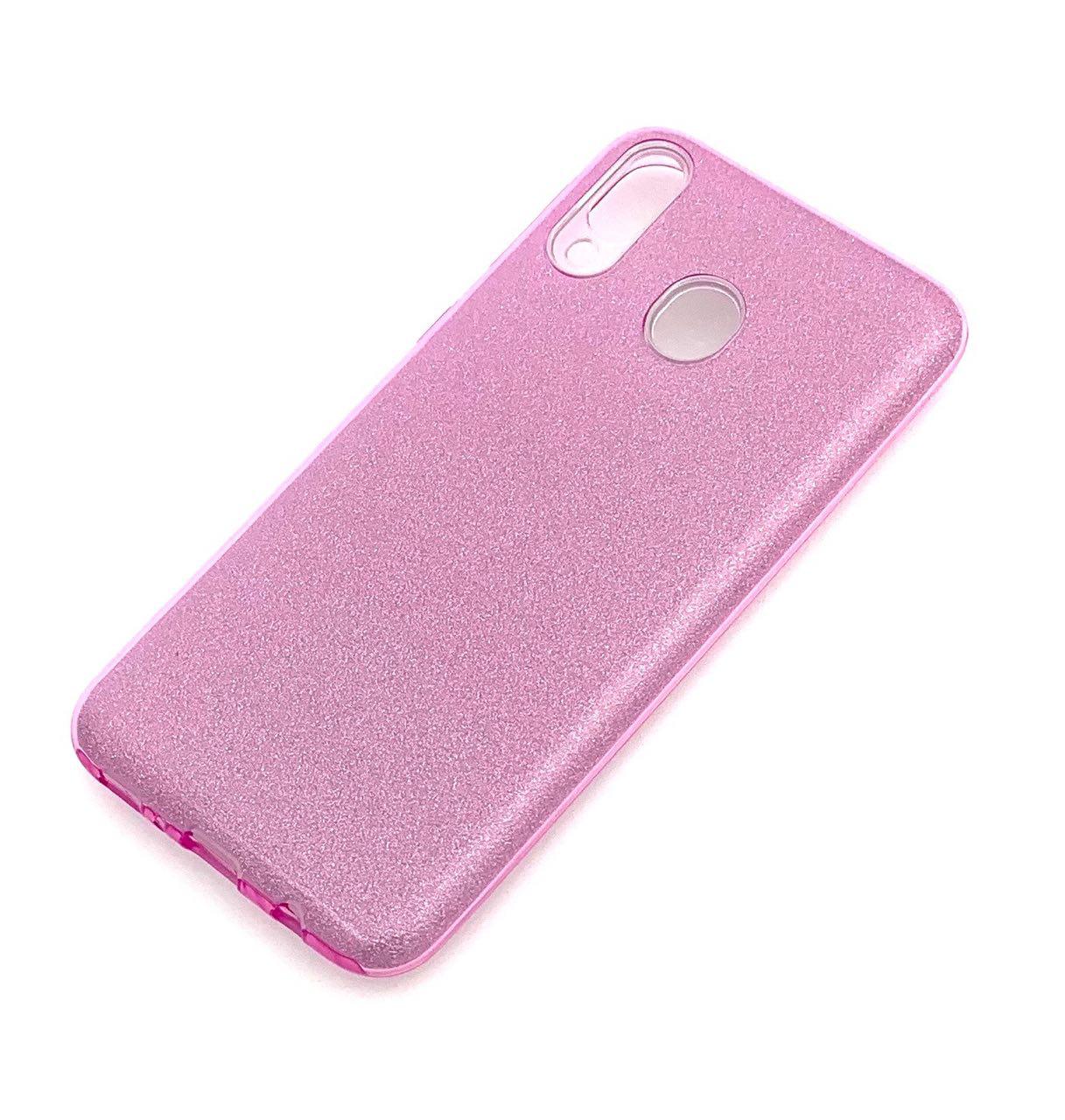 Чехол накладка Shine для SAMSUNG Galaxy M20 (SM-M205), силикон, блестки, цвет розовый.
