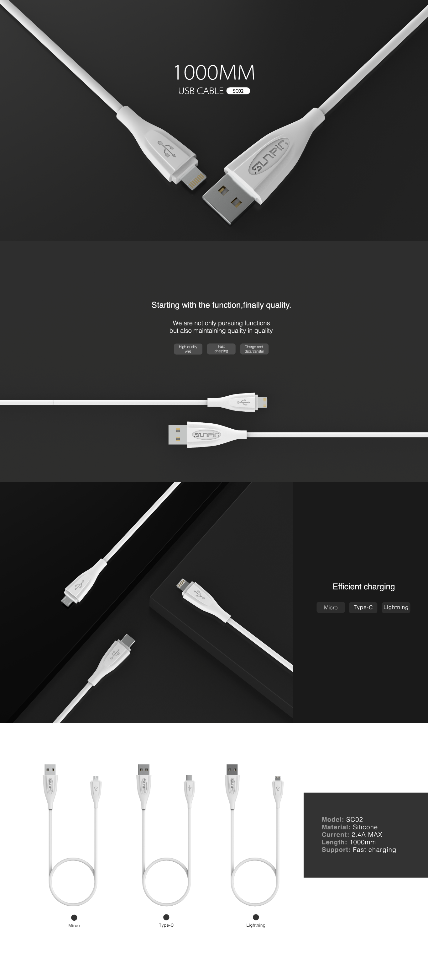 USB Дата-кабель "SUNPIN" U-02 c разъёмом micro USB, цвет белый | ВСЁ ПО 100 USB Дата-кабель "SUNPIN" U-02 c разъёмом micro USB, цвет белый | ВСЁ ПО 100