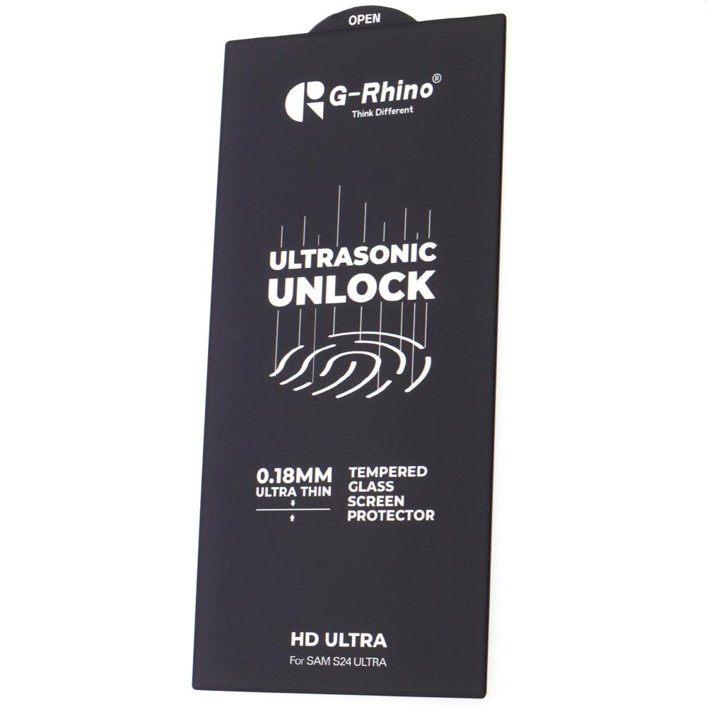 Защитное стекло 6D G-Rhino Ultra Thin для SAMSUNG Galaxy S24 Ultra, ультратонкое 0.18 мм, цвет окантовки черный