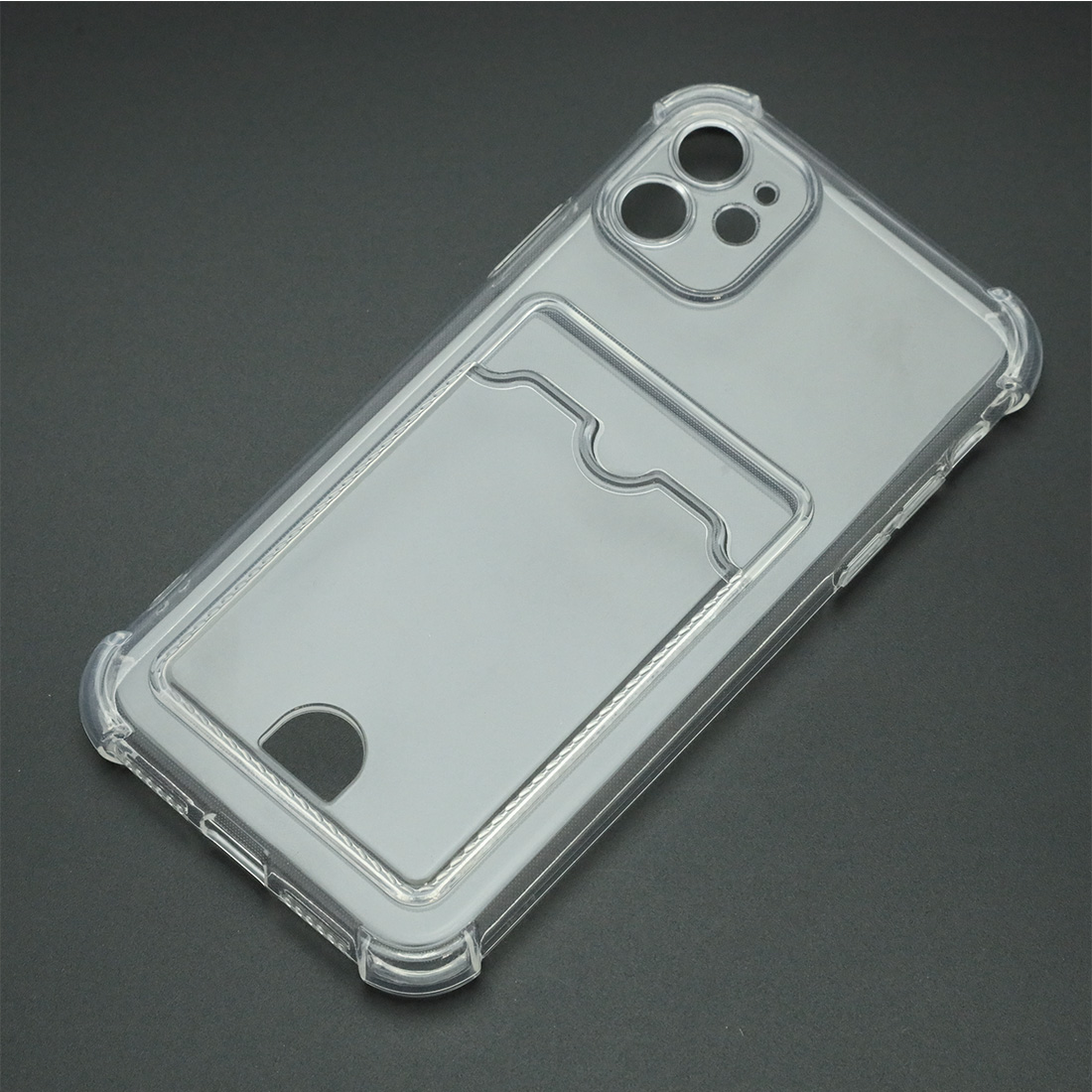 Чехол накладка CARD CASE для APPLE iPhone 11, силикон, отдел для карт, защита камеры, цвет прозрачный
