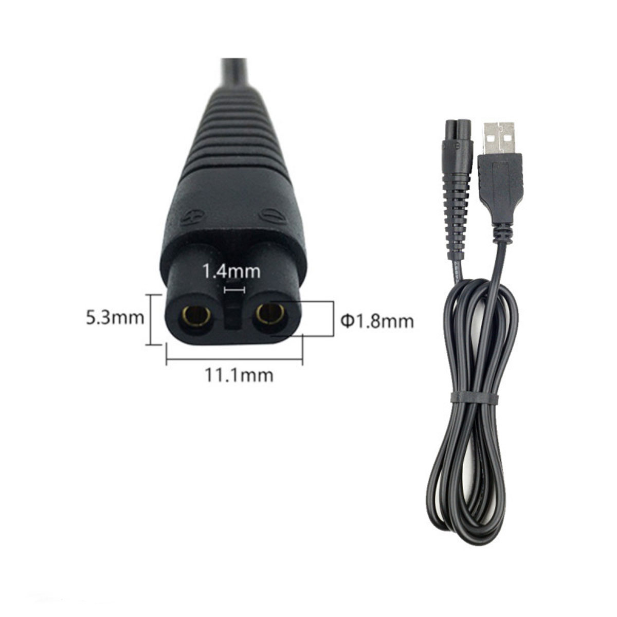 Кабель USB DL41 для зарядки электробритв, длина 1 метр, цвет черный (восьмерка)