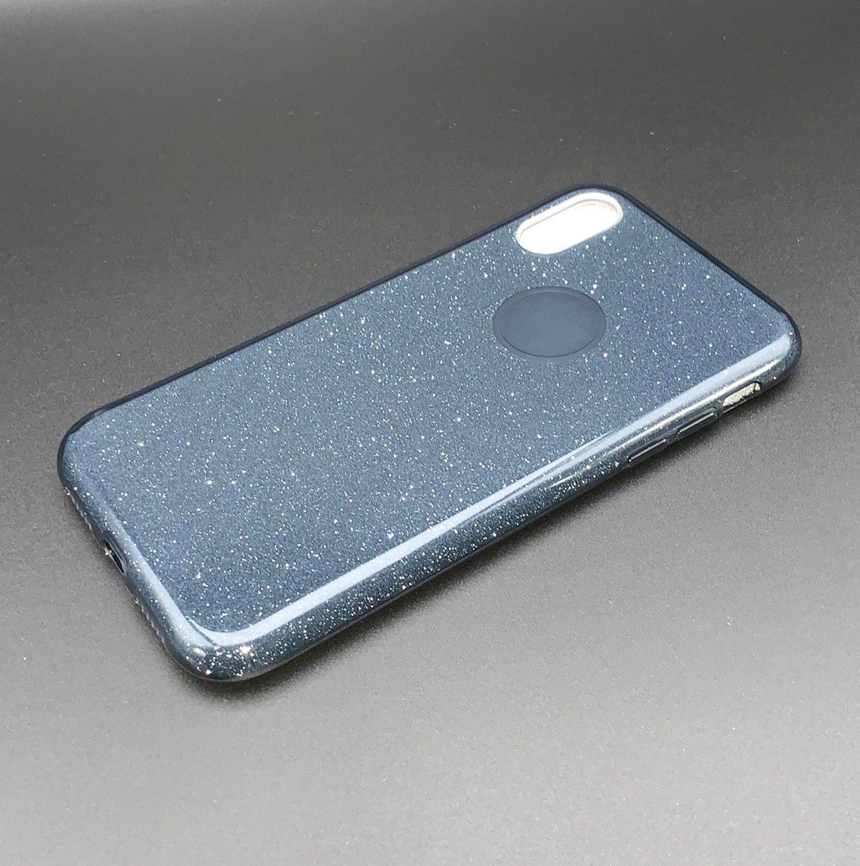 Чехол накладка Shine для APPLE iPhone XR, силикон, блестки, цвет черный.