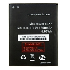 АКБ (Аккумулятор) BL4027 1800мАч для телефона FLY IQ4410 Quad Phoenix Gionee E3 (Original).