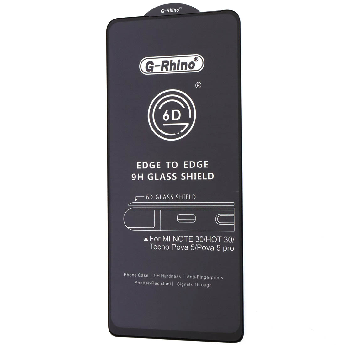 Защитное стекло 6D G-Rhino для INFINIX Hot 30, Note 30 цвет окантовки черный