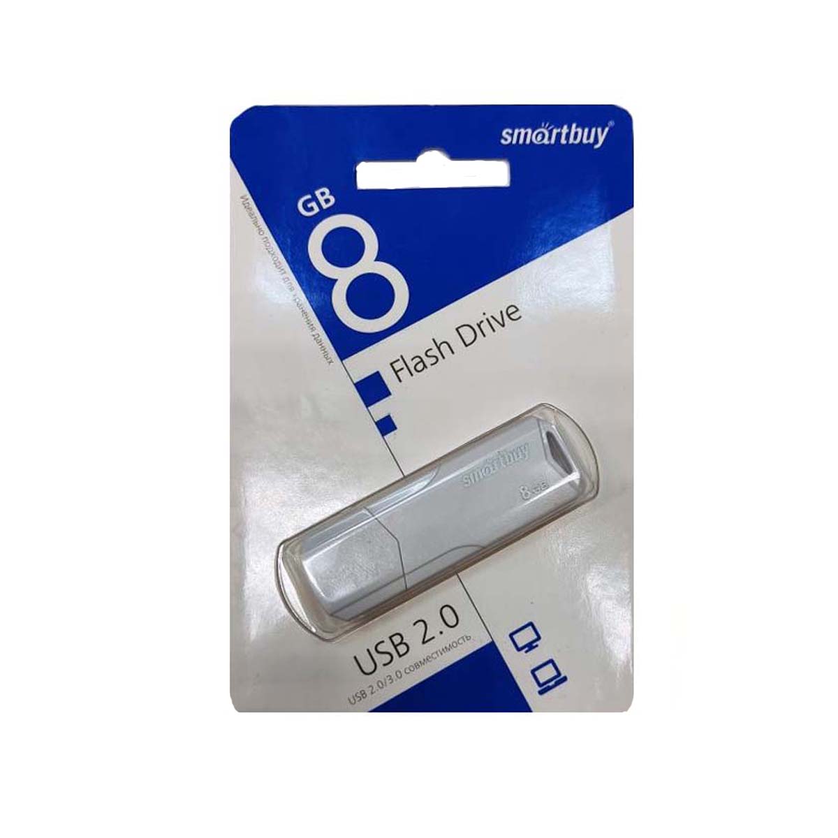 Флешка USB 2.0 8GB SMARTBUY CLUE, цвет белый