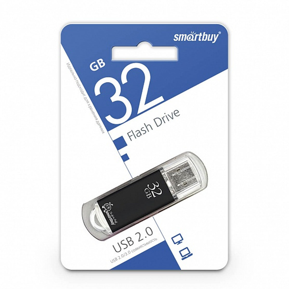 Флешка USB 2.0 32GB SMARTBUY V-Cut, цвет черный
