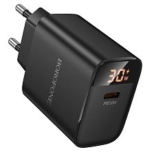 СЗУ (Сетевое зарядное устройство) BOROFONE BA97A Ilustre, 1 USB Type C, Led дисплей, PD30W, цвет черный СЗУ (Сетевое зарядное устройство) BOROFONE BA97A Ilustre, 1 USB Type C, Led дисплей, PD30W, цвет черный