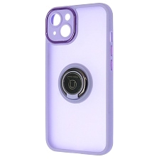 Чехол накладка KING для APPLE iPhone 13 (6.1"), силикон, пластик, кольцо держатель, защита камеры, цвет окантовки сиреневый