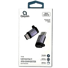 Адаптер, переходник, конвертер Qayan QTG-172, Lightning 8 pin (мама) на USB Type C (папа), 60W? цвет космически серый