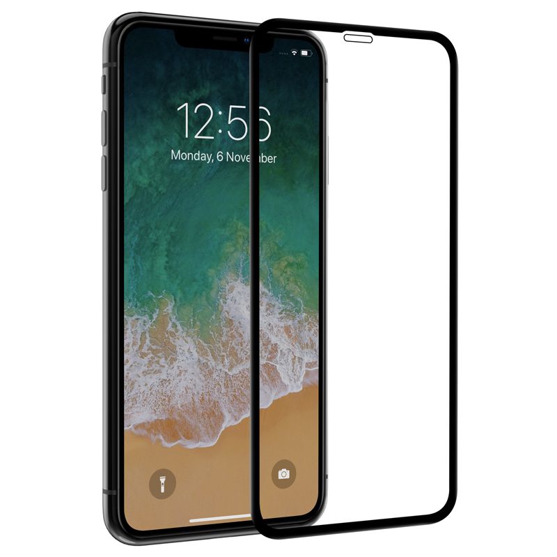 Защитное стекло "10D" Full Glue для APPLE iPhone XS MAX (6.5"), цвет окантовки черный.