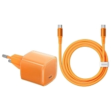 СЗУ (Сетевое зарядное устройство) REMAX GaN CA-26 (C60W) с кабелем USB Type C на USB Type C, 60W, 1 USB Type C, длина 1.2 метра, цвет оранжевый