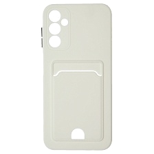 Чехол накладка BUTTON для SAMSUNG Galaxy A14 4G, силикон, отдел для карт, цвет белый