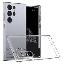 Чехол накладка для SAMSUNG Galaxy S24 Ultra, защита камеры, силикон, прозрачный