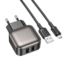 СЗУ (Сетевое зарядное устройство) BOROFONE BAS73A c кабелем Micro USB, 12W, длина 1 метр, цвет черный