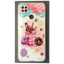 Чехол накладка для XIAOMI Redmi 9C, Redmi 10A, силикон, глянцевый, блестки, рисунок Сладости