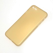 Накладка пластиковая ультратонкая для iPhone 7, золотой-прозрачный.
