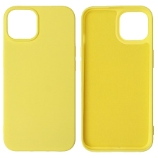 Чехол накладка NANO для iPhone 14, силикон, бархат, цвет желтый
