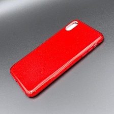 Чехол накладка Shine для APPLE iPhone XS MAX, силикон, блестки, цвет красный.