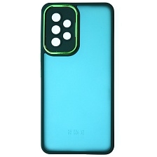 Чехол накладка KING для SAMSUNG Galaxy A53, силикон, пластик, защита камеры, цвет окантовки темно зеленый