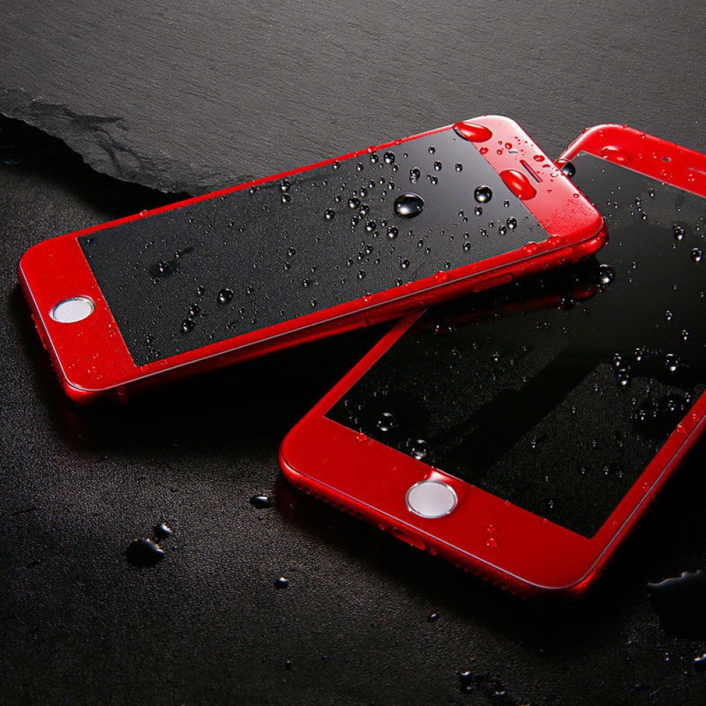 Защитное стекло 3D для APPLE iPhone 7 Plus (5.5") красный кант Monarch.