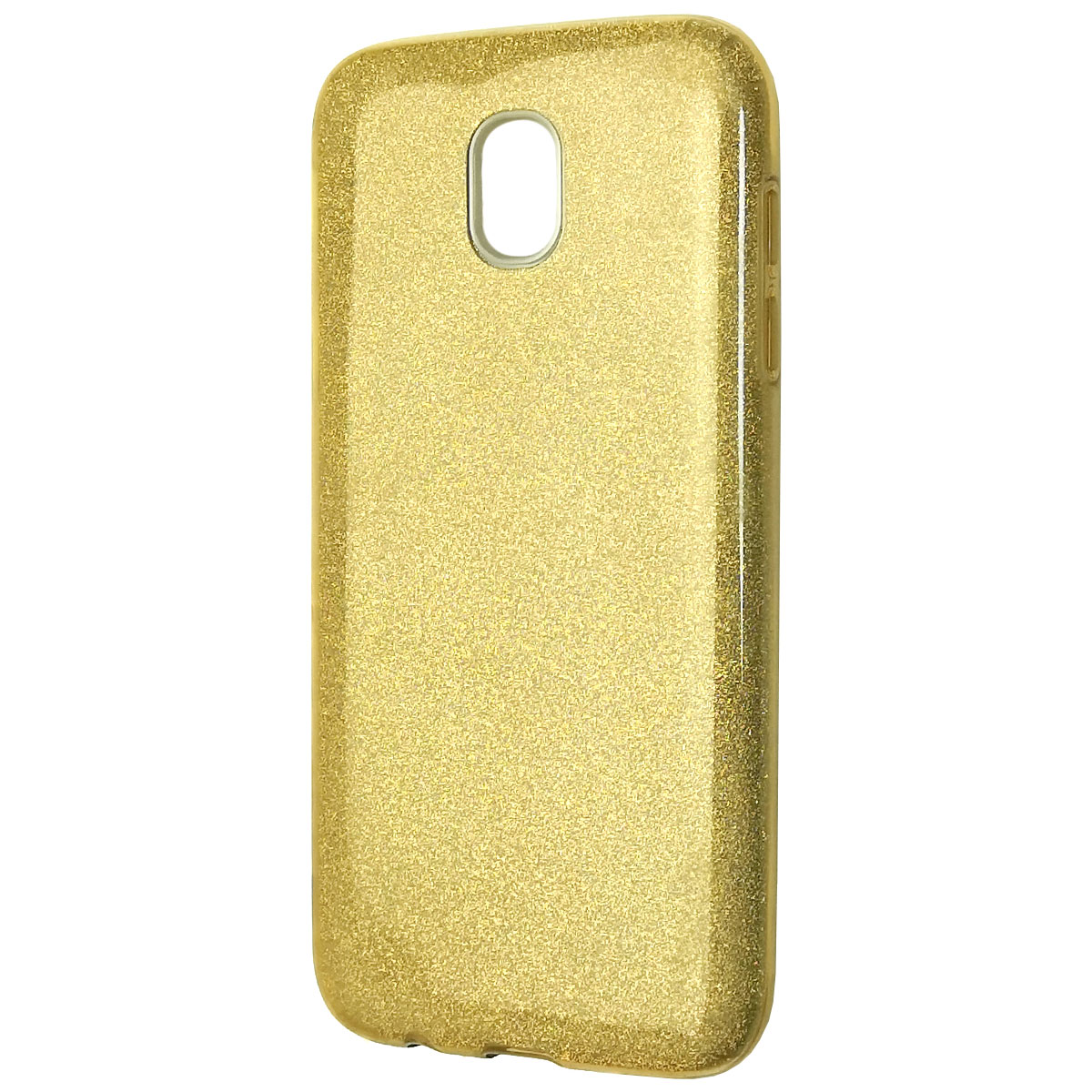 Чехол накладка для SAMSUNG Galaxy J5 2017 (SM-J530), силикон, блестки, цвет золотистый