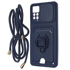 Чехол накладка MULTI FUNCTION 4 в 1 для XIAOMI Redmi Note 11 Pro, Redmi Note 11 Pro 5G, цвет темно синий