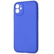 Чехол накладка для APPLE iPhone 11, защита камеры, силикон, матовый, цвет синий