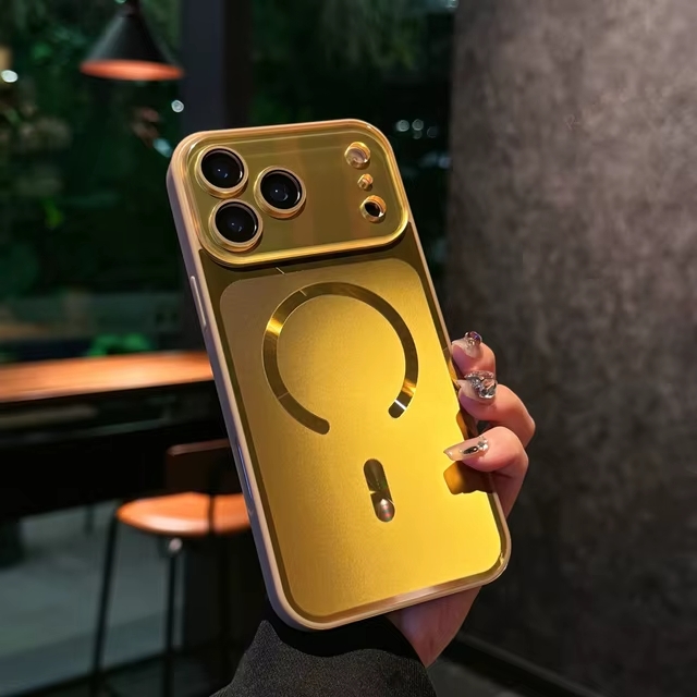 Чехол накладка BEXFLOVE для APPLE iPhone 17 Pro MAX, Magsafe, защита камер, пластик, силикон, цвет золотистый