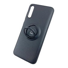 Чехол накладка iFace для SAMSUNG Galaxy A70 2019 (SM-A705), силикон, кольцо держатель, цвет черный.