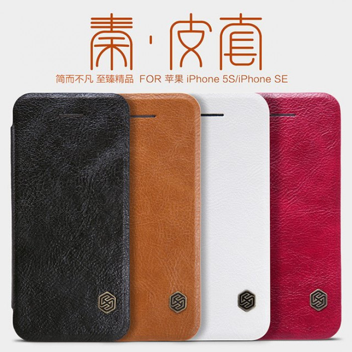 Чехол книжка Nillkin QIN для APPLE iPhone 5, 5S, SE, экокожа, визитница, цвет белый. Чехол книжка Nillkin QIN для APPLE iPhone 5, 5S, SE, экокожа, визитница, цвет белый.