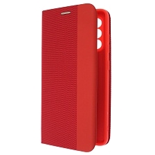 Чехол книжка MESH для SAMSUNG Galaxy A52 (SM-A525), текстиль, силикон, бархат, визитница, цвет красный