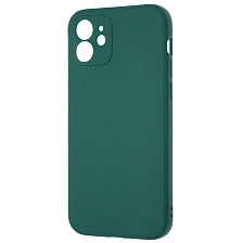 Чехол накладка для APPLE iPhone 12, силикон, бархат, цвет темно зеленый Чехол накладка для APPLE iPhone 12, силикон, бархат, цвет темно зеленый