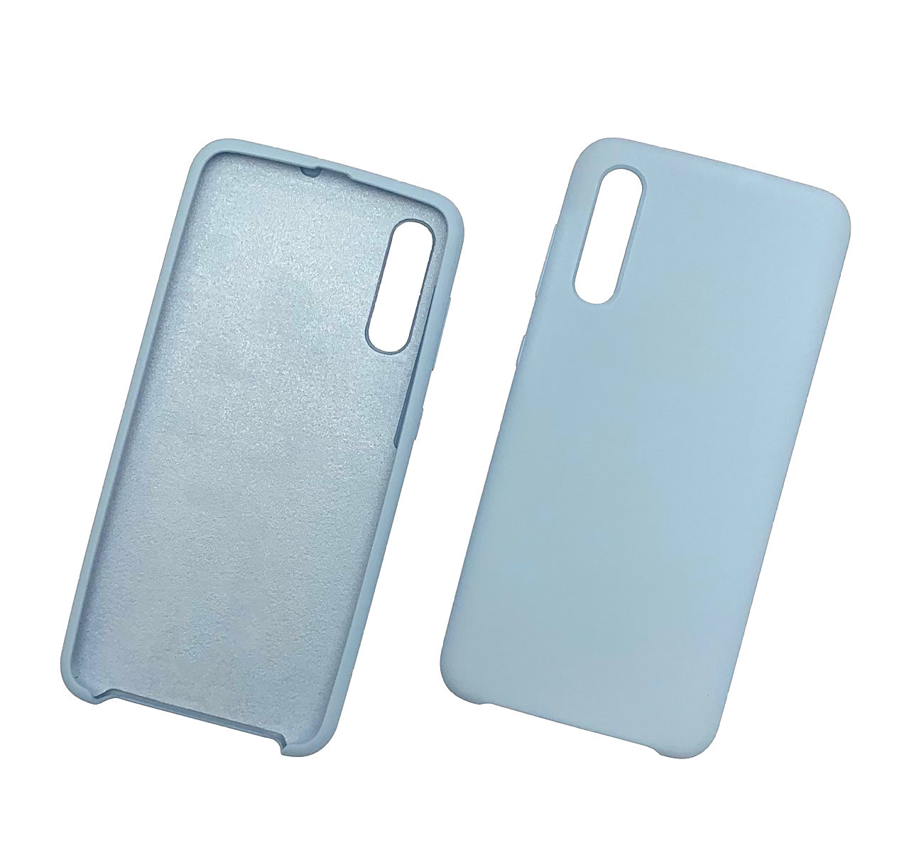 Чехол накладка Silicon Cover для SAMSUNG Galaxy A50 (SM-A505), A30s (SM-A307), A50s (SM-A507), силикон, бархат, цвет голубой.