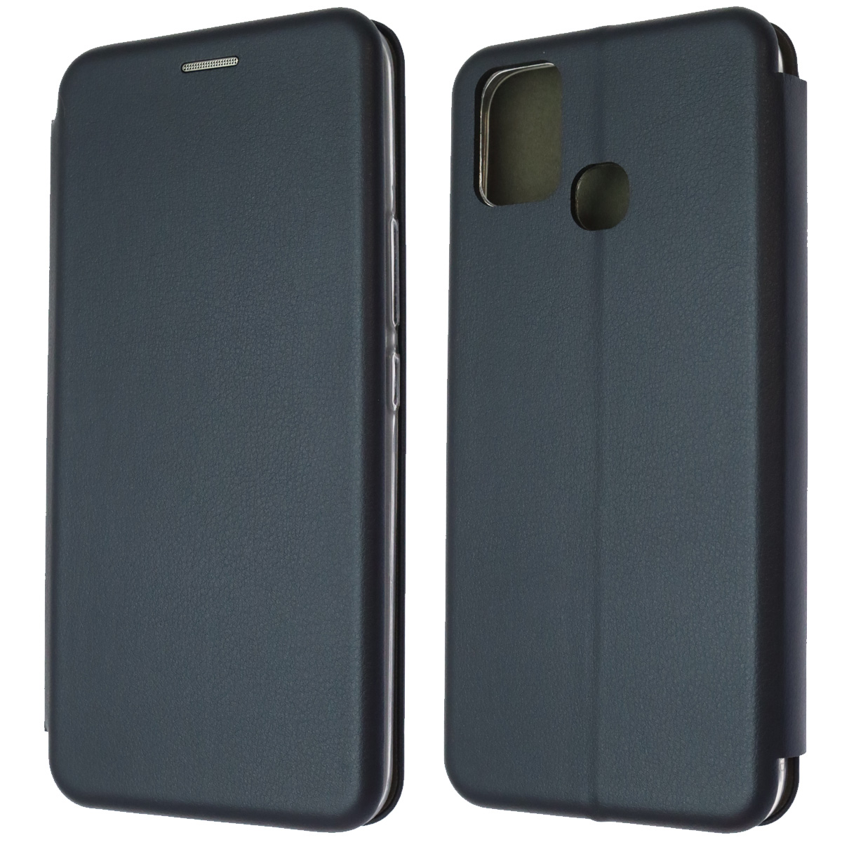 Чехол книжка STYLISH для INFINIX HOT 10 Lite, экокожа, визитница, цвет темно синий