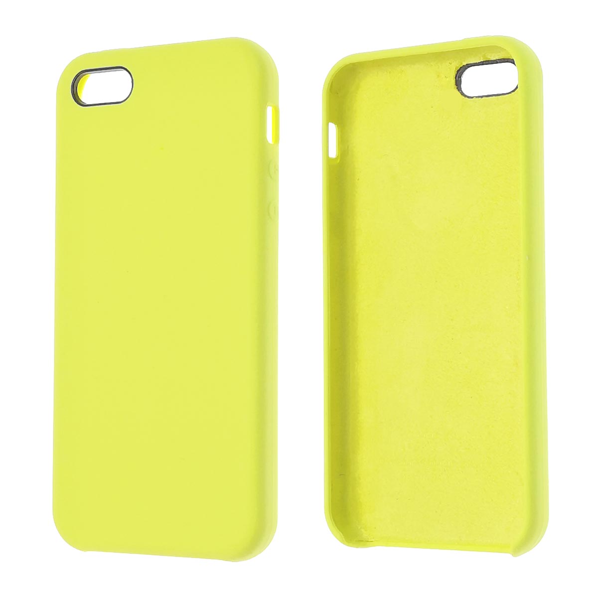 Чехол накладка Silicon Case для APPLE iPhone 5, iPhone 5S, iPhone SE, силикон, бархат, цвет ярко желтый