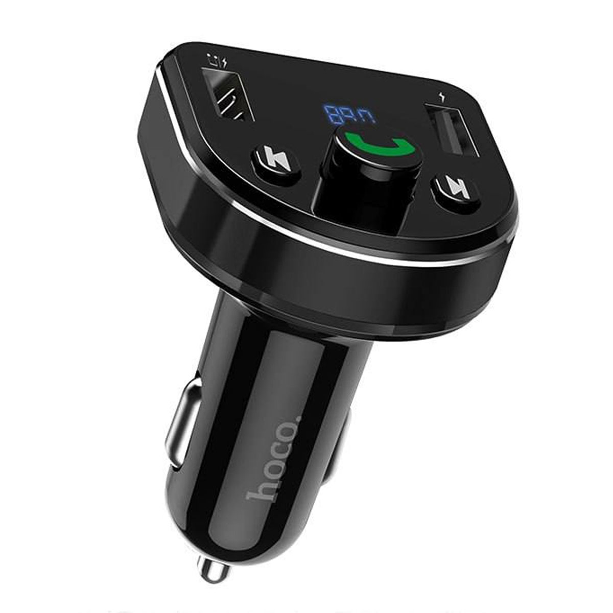 АЗУ (Автомобильное зарядное устройство) HOCO DE1 Cool Travel с FM-трансмиттером, 2.1A, 2 USB, Bluetooth, цвет черный