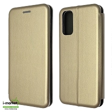 Чехол книжка STYLISH для SAMSUNG Galaxy S20 (SM-G980), экокожа, визитница, цвет золотистый