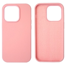 Чехол накладка Silicon Case для APPLE iPhone 14 Pro (6.1"), силикон, бархат, цвет светло розовый